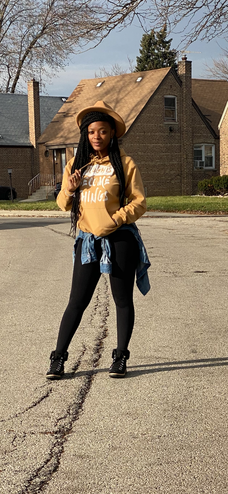 Camel Hoodie/ White Logo