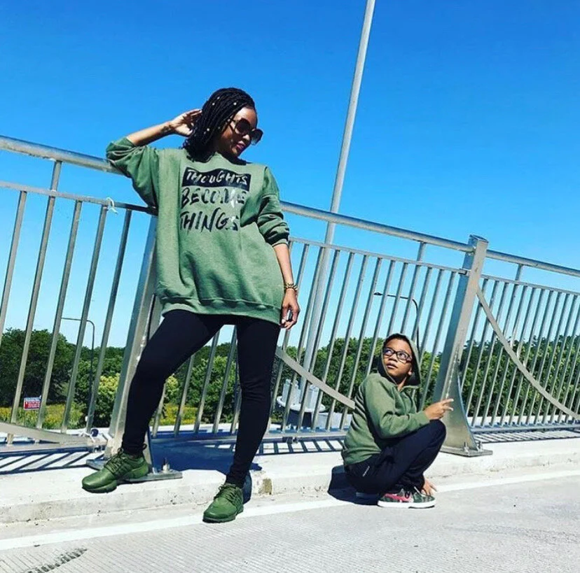 Olive Green sweatshirt w/Black Logo