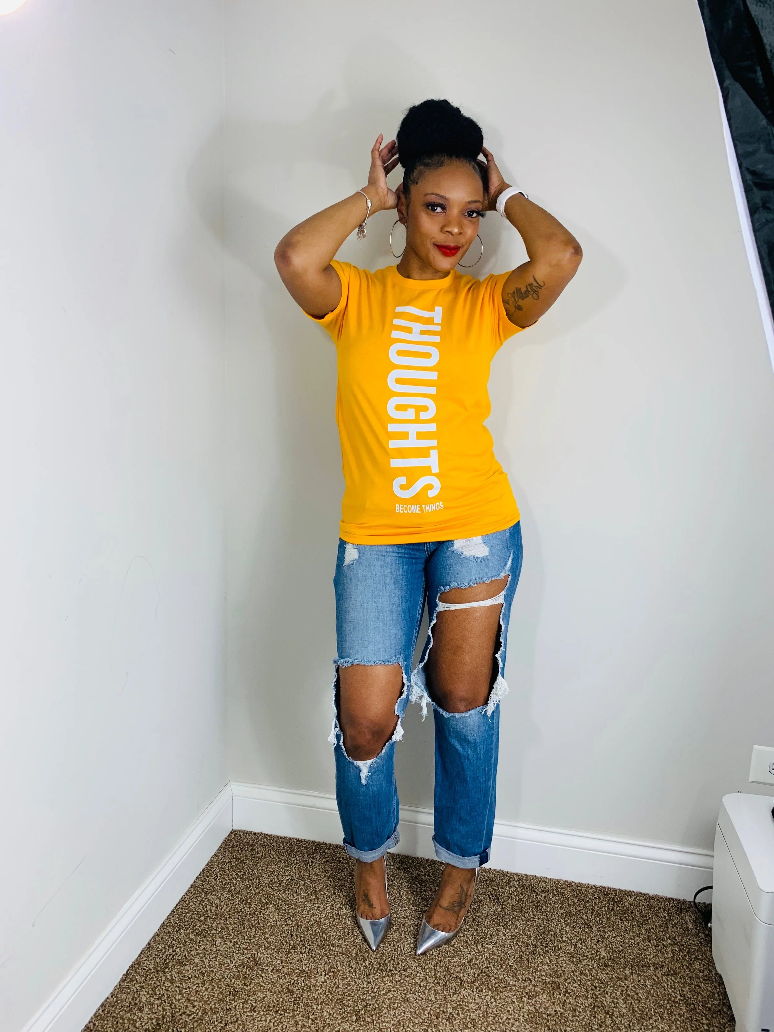 Yellow "Thoughts In The Middle" Tee