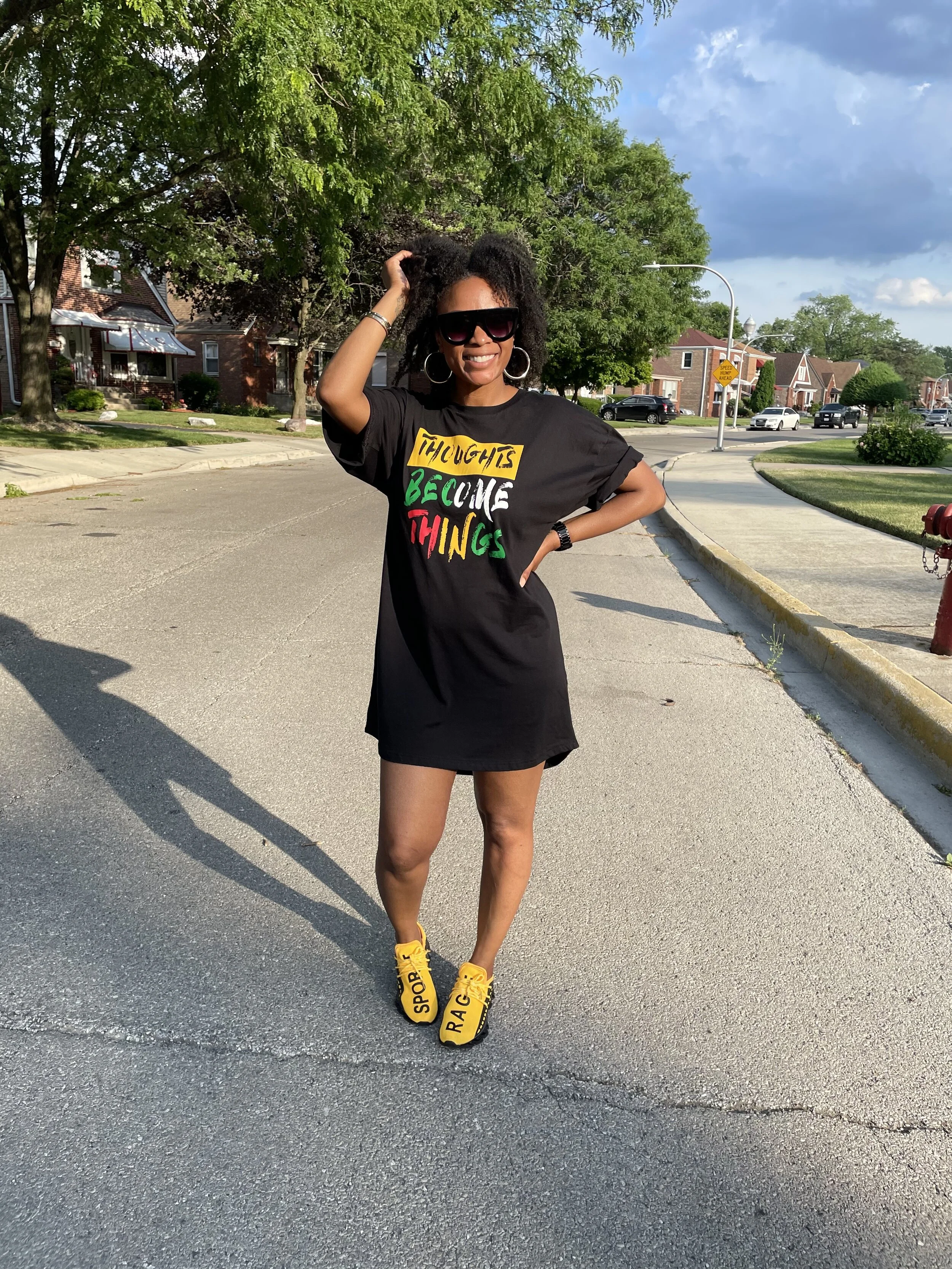 Gold Juneteenth tee Dress