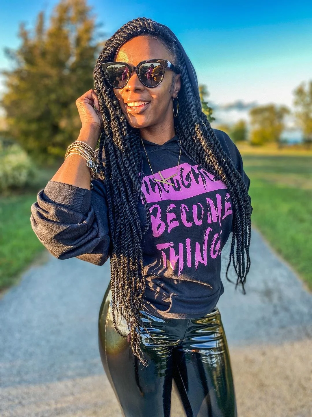 Breast Cancer Black and Pink TBT Hoodie