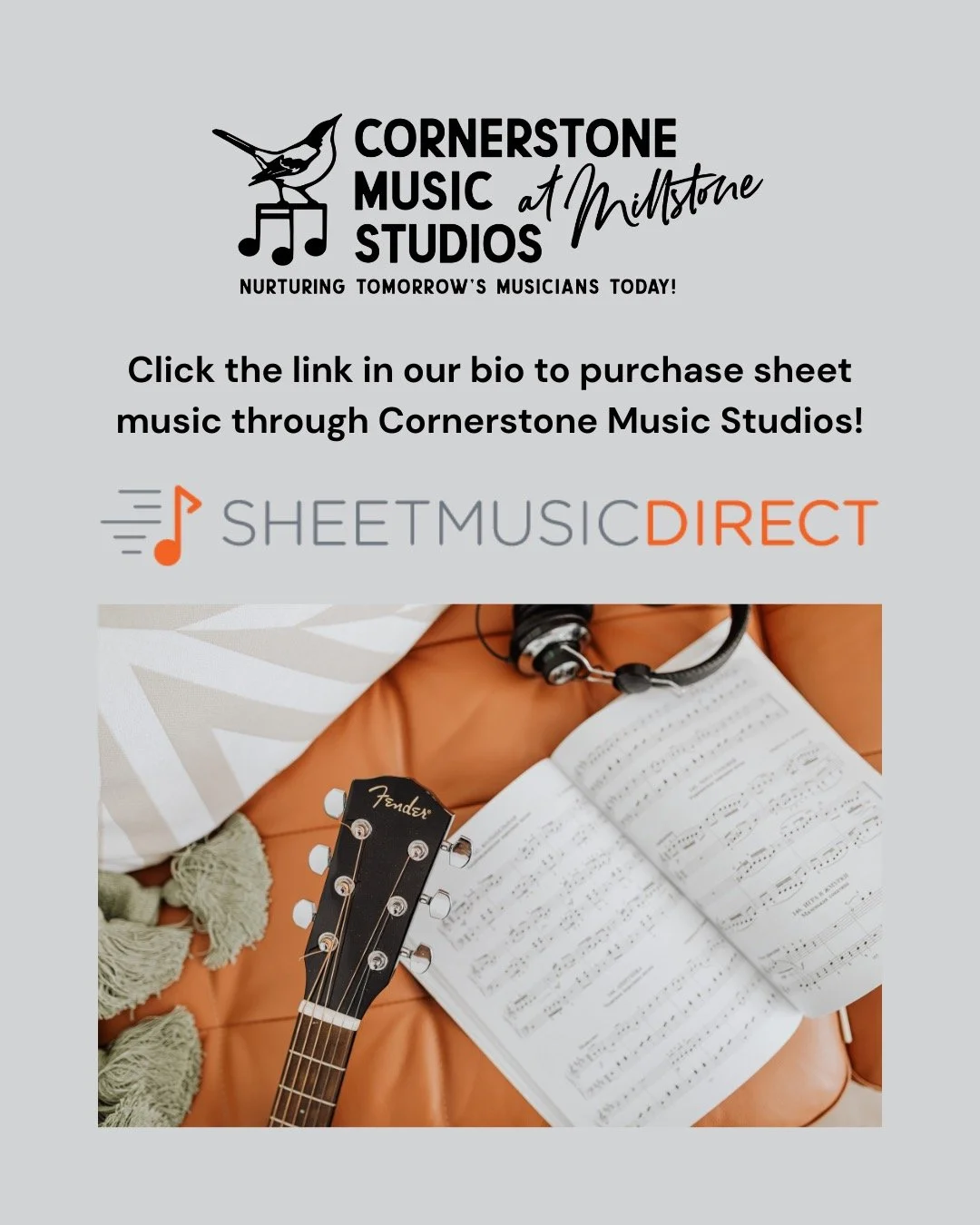 🎼 You can now purchase single sheet music through Cornerstone Music Studios! 

👉 Whenever you need to buy single sheet music, please click the link in our bio!

#cornerstonemusicstudios #sheetmusic #sheetmusicdirect #millstonetwpnj