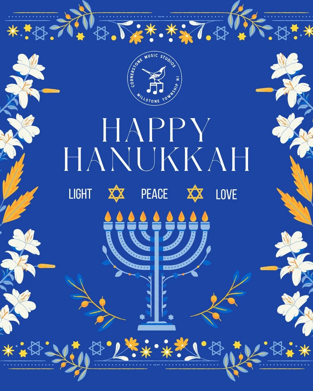 🕎 Barukh ata Adonai Eloheinu, melekh ha'olam, asher kid'shanu b'mitzvotav v'tzivanu l'hadlik ner shel Hanukkah.

🕯️ Blessed are You, LORD our God, King of the universe, Who has sanctified us with His commandments and commanded us to kindle the Hanu