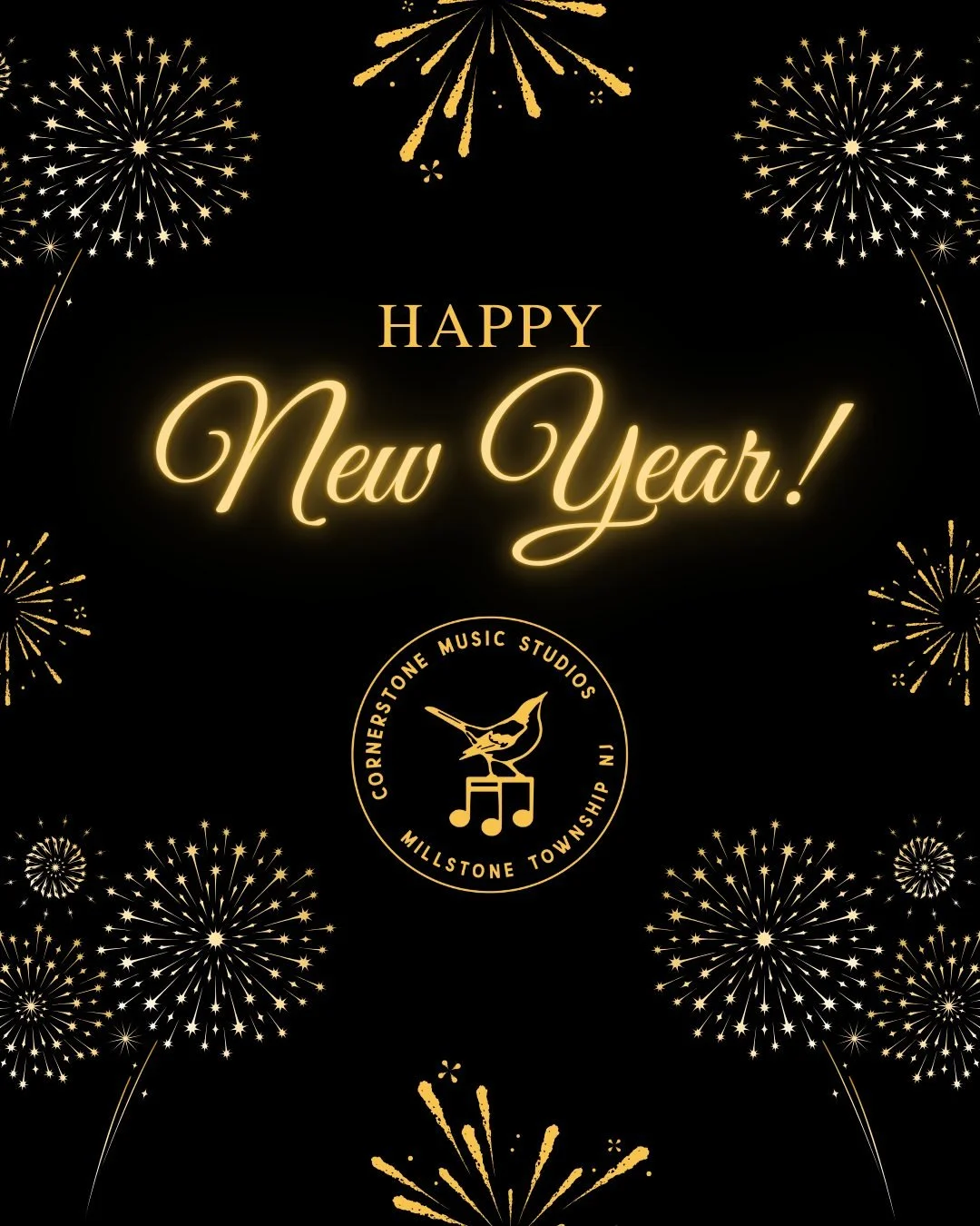 🎉 Your friends at Cornerstone Music Studios wish you a healthy, prosperous and musical New Year!

✨ During the festivities of holiday cheer and good will,
we hope you and your dear ones are able to share in the
true spirit of the season.
May you be 
