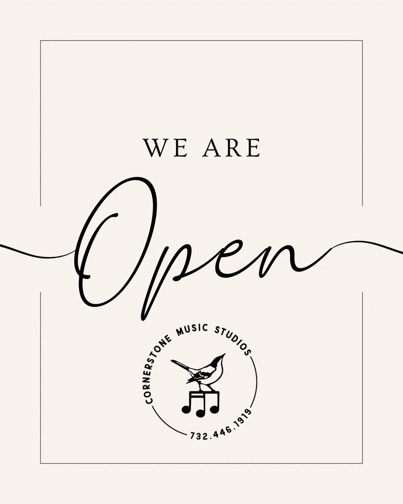 🎶 We&rsquo;re OPEN today for lessons and group classes! 🎶

Private lessons, musical fun with friends, and a whole lot of creativity happening under one roof. We can&rsquo;t wait to see you and make some music together! ✨🎹🎤

#CornerstoneMusicStudi