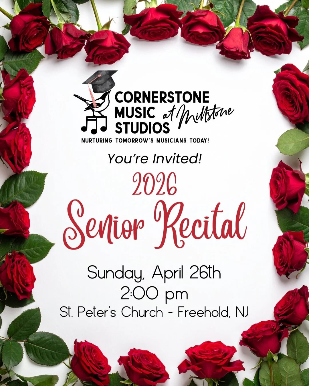 Join us as we celebrate the Cornerstone Music Studios Class of 2026 🎓✨

Our Senior Recital is a meaningful tradition honoring years of dedication, growth, and artistry. Each of these seniors will take the stage one final time to share their music an
