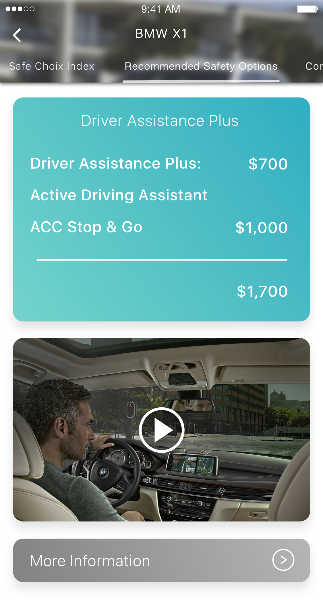 Safety options page