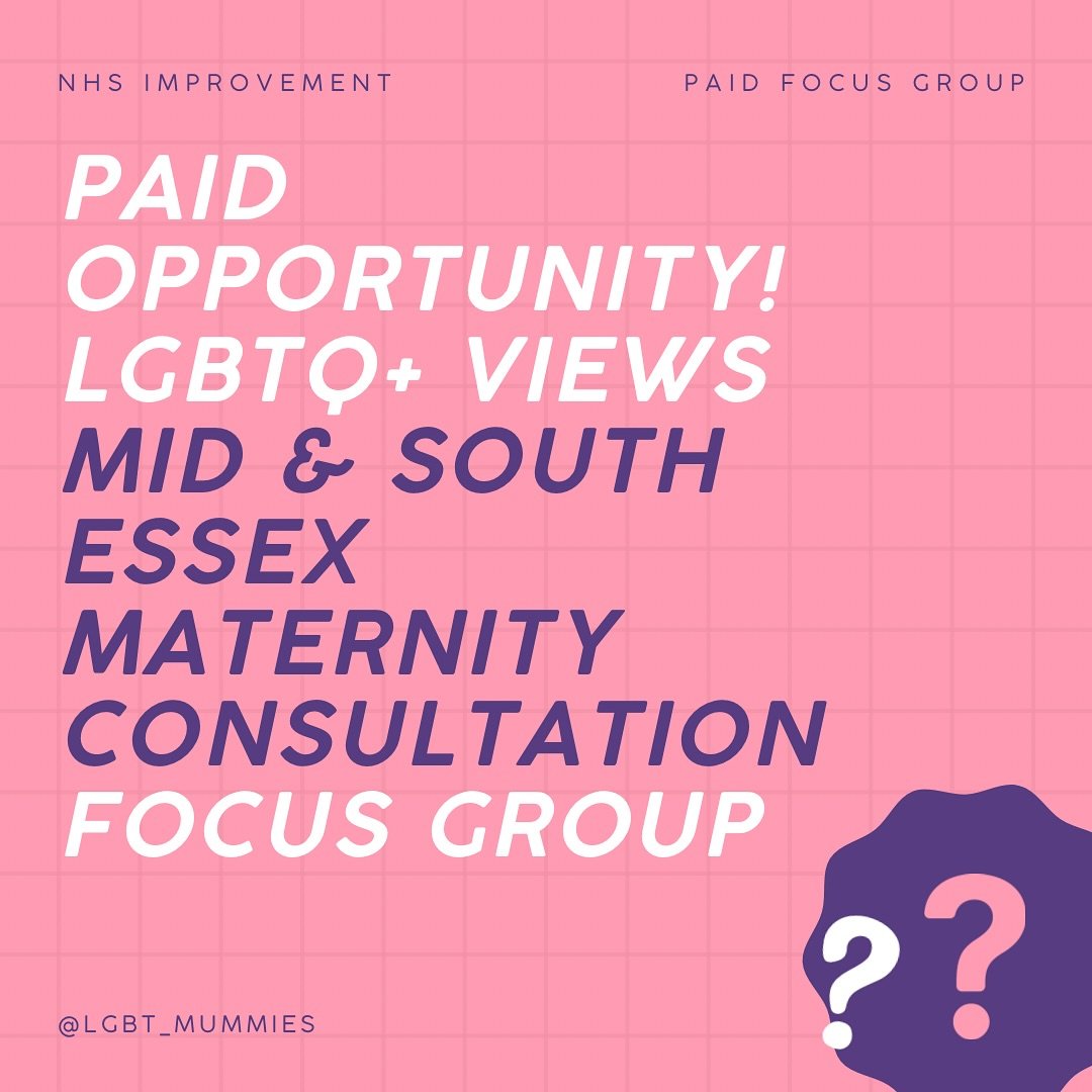 🩷P@ID OPPORTUNITY🩷
💜MID &amp; SOUTH ESSEX ICB- LGBTQ+ ONLINE FOCUS GROUP-MATERNITY SERVICES💜

Mid and South Essex Integrated Care Board (ICB), the organisation responsible for planning and paying for NHS health and care services across mid Essex,