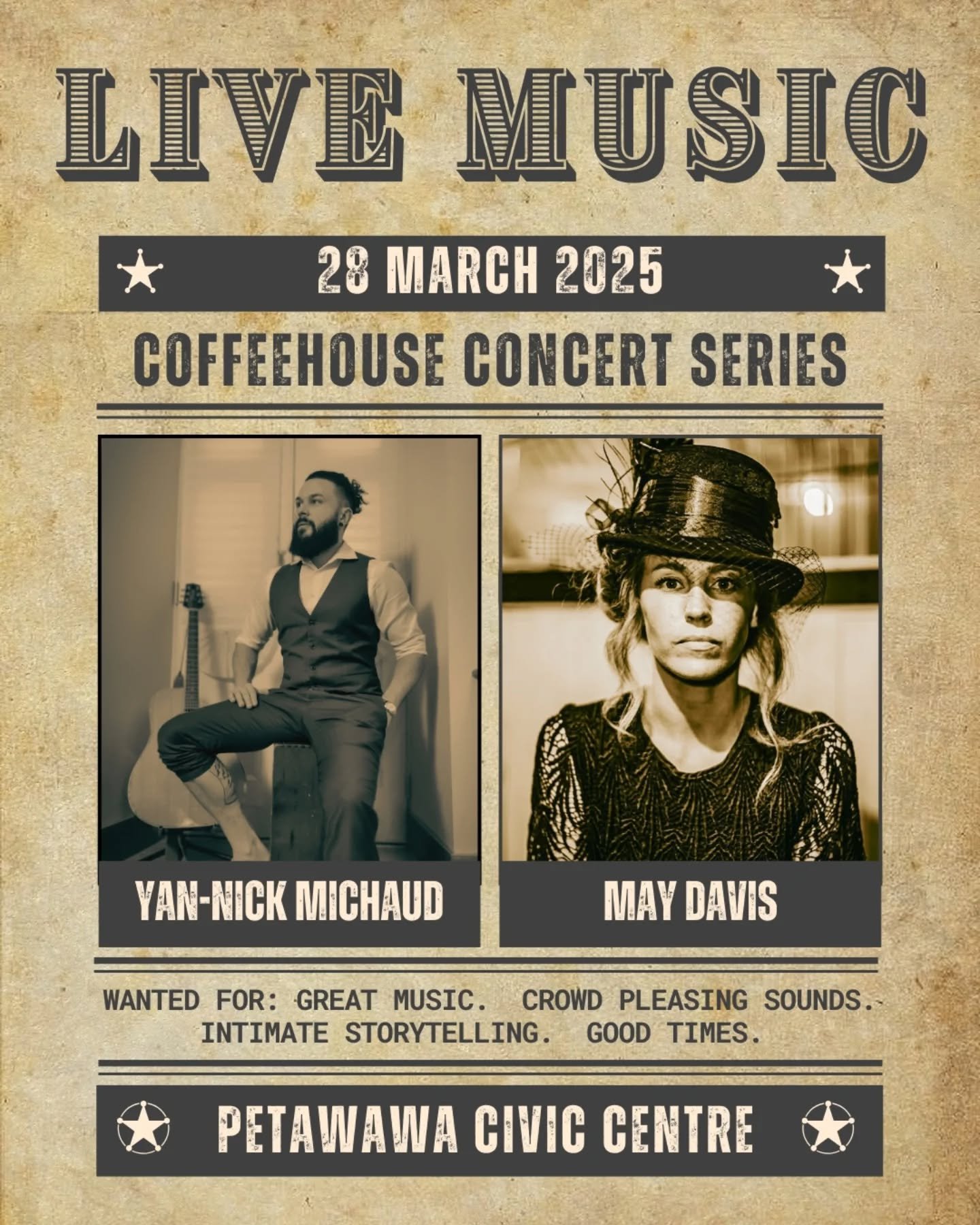 Join the lovely May Davis and I as for some good ole  fashioned Friday night coffee house vibes!

#yannickmichaudmusic #maydavismusic #petawawa #coffehouse #ontariomusicians #livemusic