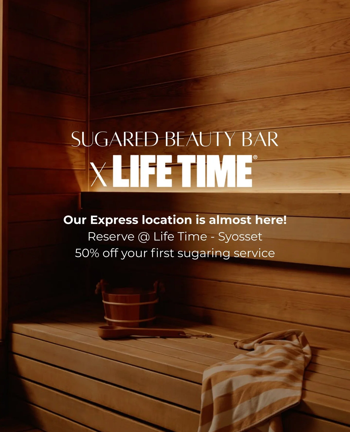 Smooth skin just got a major upgrade ✨⁠
We&rsquo;re so excited to announce our partnership with Life Time &ndash; Syosset.⁠
⁠
Sugared Beauty Bar Express is opening inside Life Time, offering sugaring only&mdash;fast, gentle, and results-driven.⁠
⁠
✨ 