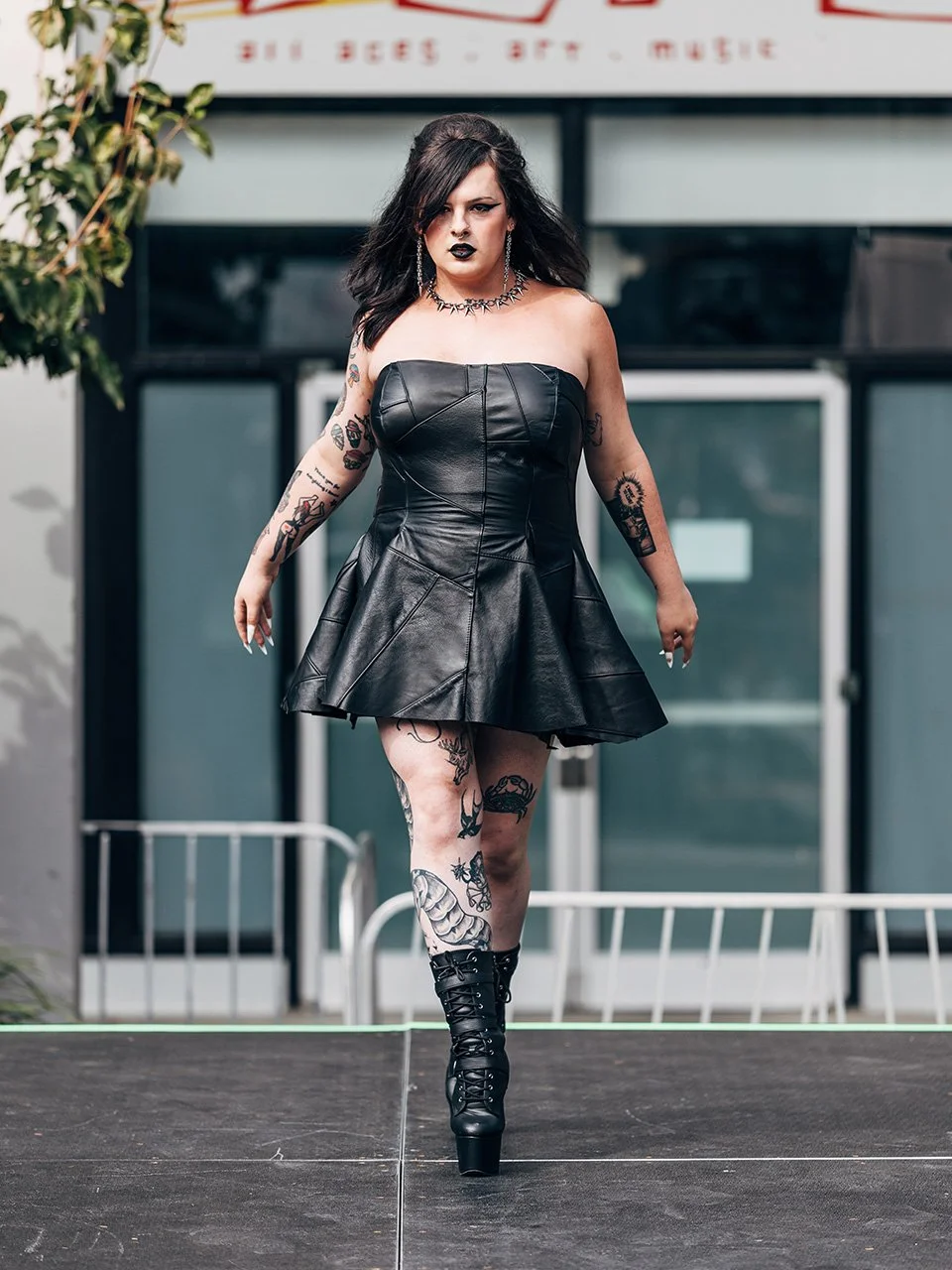 Patchwork Leather Corset Dress