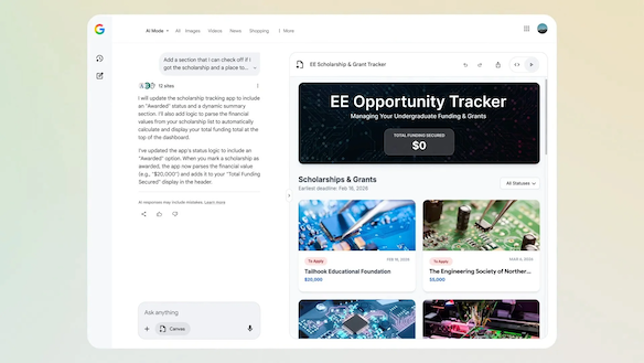 AI Mode Canvas 讓 Google正在變成你的 AI 工作室!