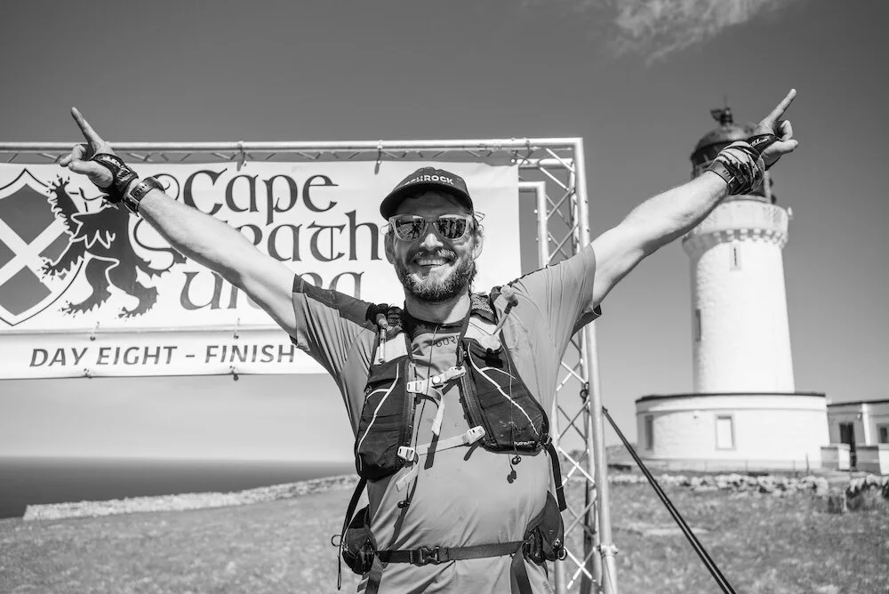 Happiness on the finish line of the Cape Wrath Ultra! ©Jimmy Hyland