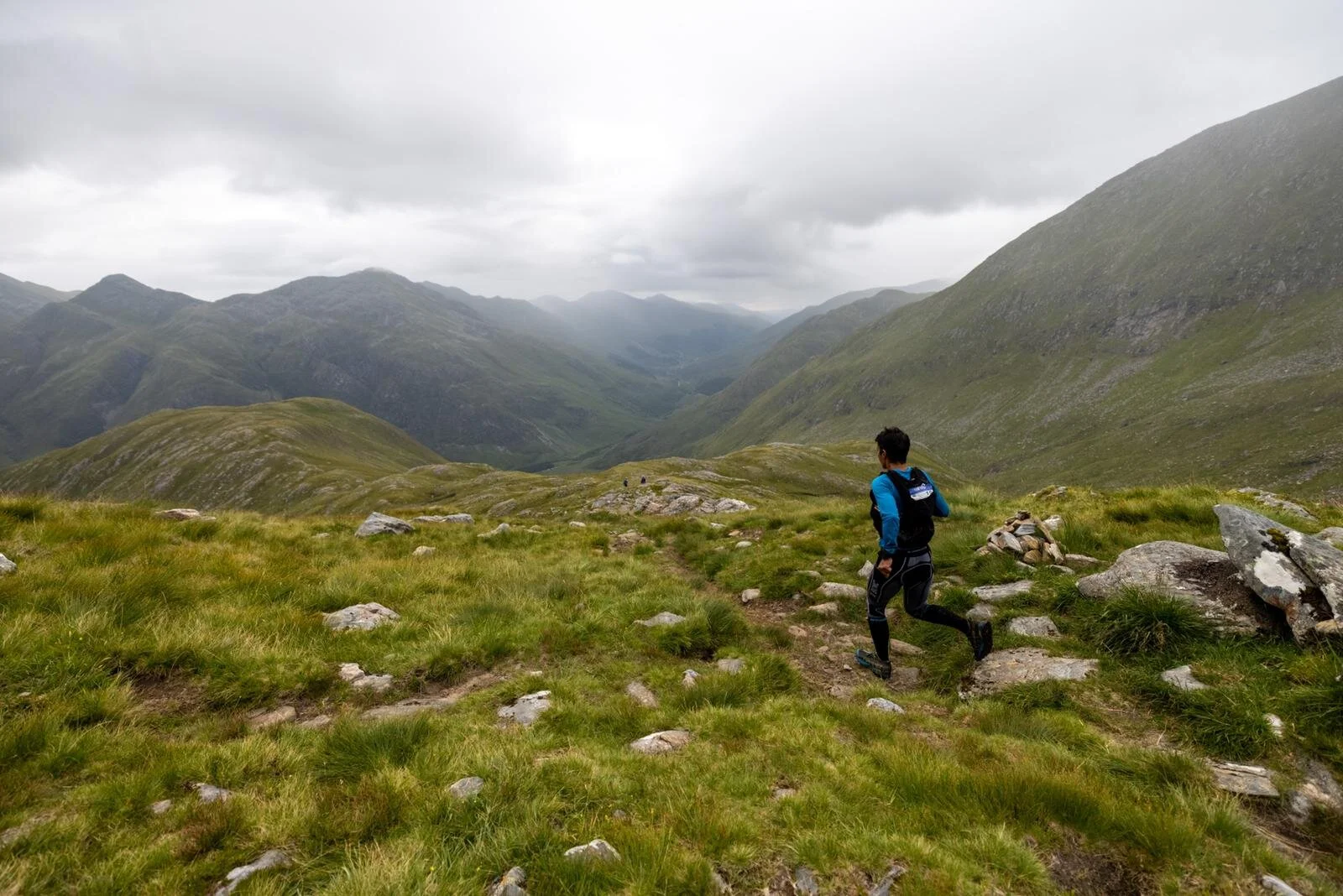 Sabrina Verjee runs the rocky path on the high pass in Kintail. © No Limits Photography