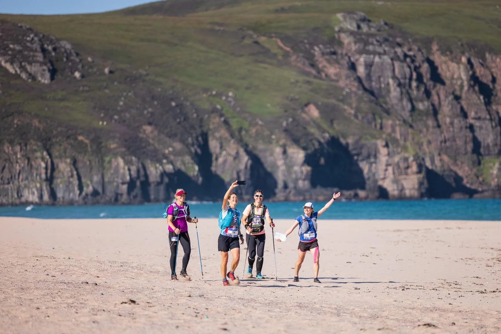 Lisa and Sally joined Cath Bunn and Selina McCole on the beach for part of today’s run. © No Limits Photography