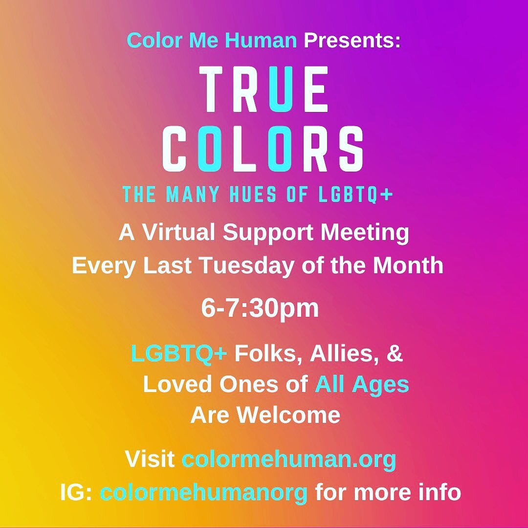 Looking for support during these wild times? We&rsquo;ve got you covered🌈 Check out True Colors, a virtual monthly support group for LGBTQIA+ folks. We&rsquo;re meeting tomorrow at 6pm- join us. All ages welcome! Registration link can be found in ou