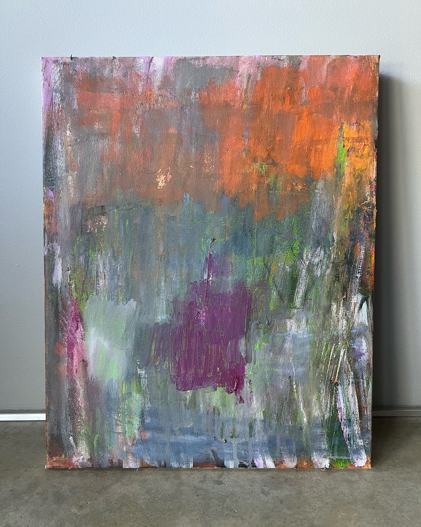 Something new happening, it&rsquo;s sort of unfolded during this painting. 5 completely different paintings are underneath. You think you know your process, and then the painting confounds you and frustrates and then you&rsquo;re on the other side. 
