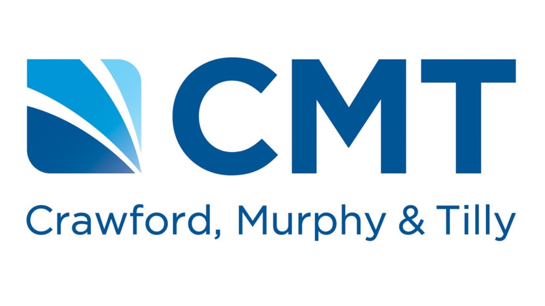 CMT logo with a stylized blue and white abstract symbol and the text 'CMT' in large blue letters, with 'Crawford, Murphy & Tilly' underneath.