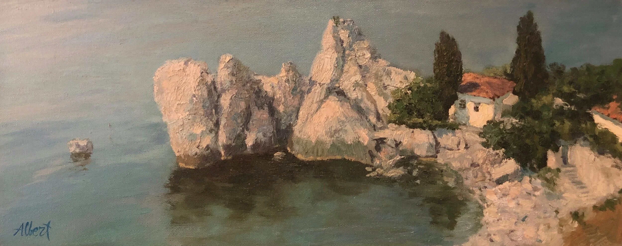    Albert Schitkov  Oil on Canvas, Stretched  8 x 20 in  $75 