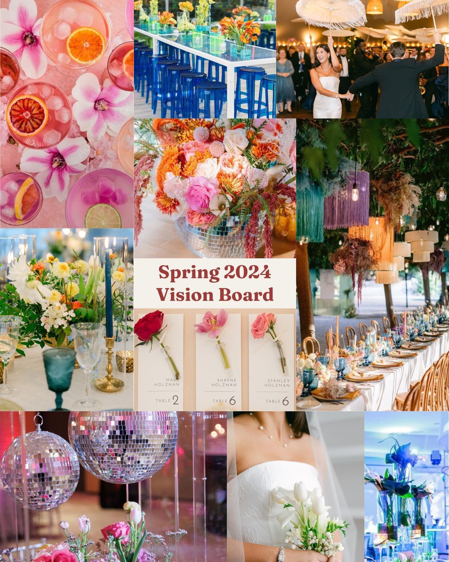 Presenting our Spring 2024 Vision Board! This season, immerse yourself in a kaleidoscope of vibrant hues, captivating table displays, and enchanting floral arrangements that epitomize the essence of joyful celebrations.

#visionboard #visionboards #v