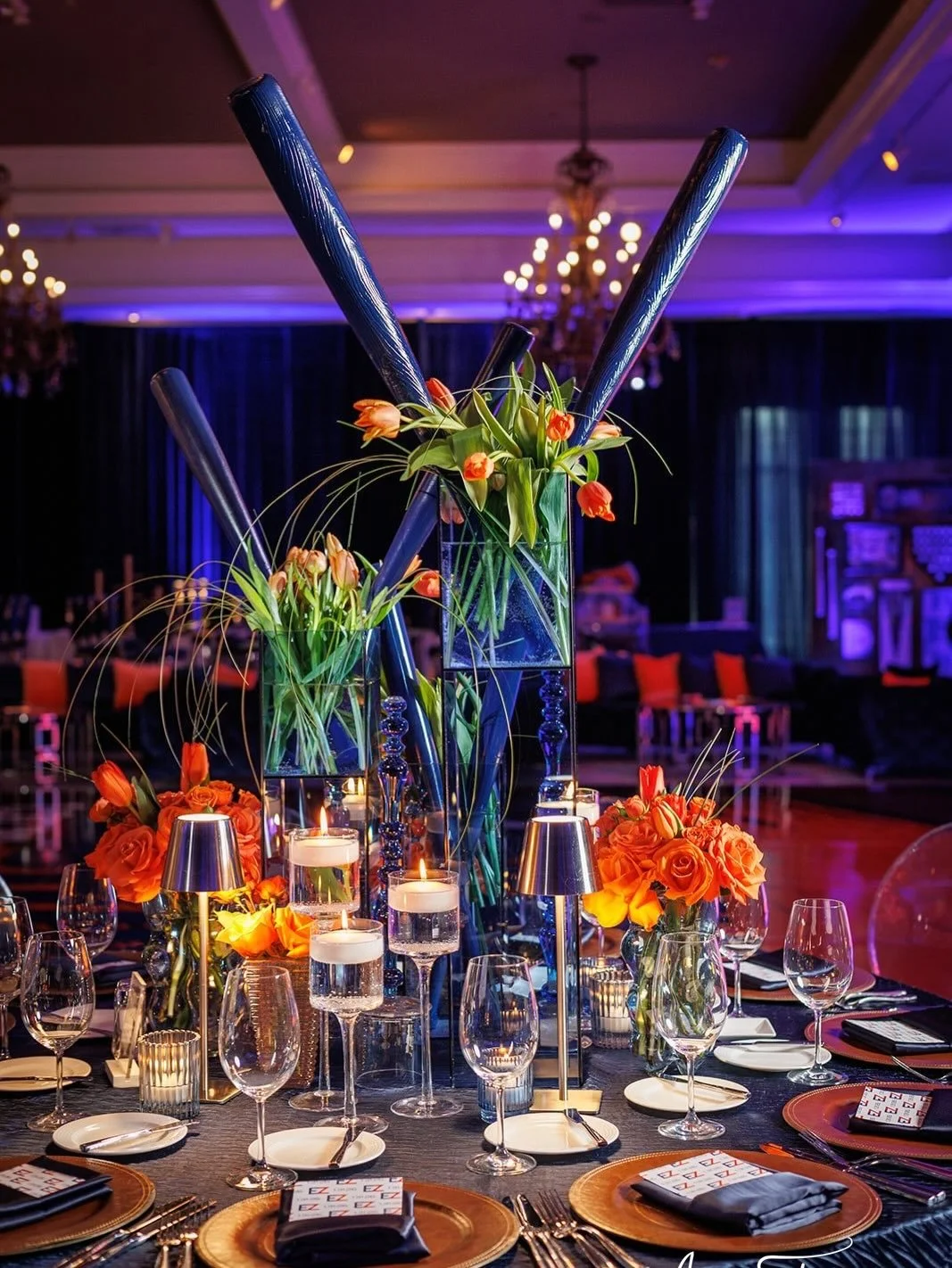 The Grand Slam of celebrations ⚾️✨This baseball themed B&rsquo;nai mitzvah was fully customized to highlight their love for the Mets! From a statement &ldquo;man cave&rdquo; photo booth to a bold blue &amp; orange color palette the ballroom was trans