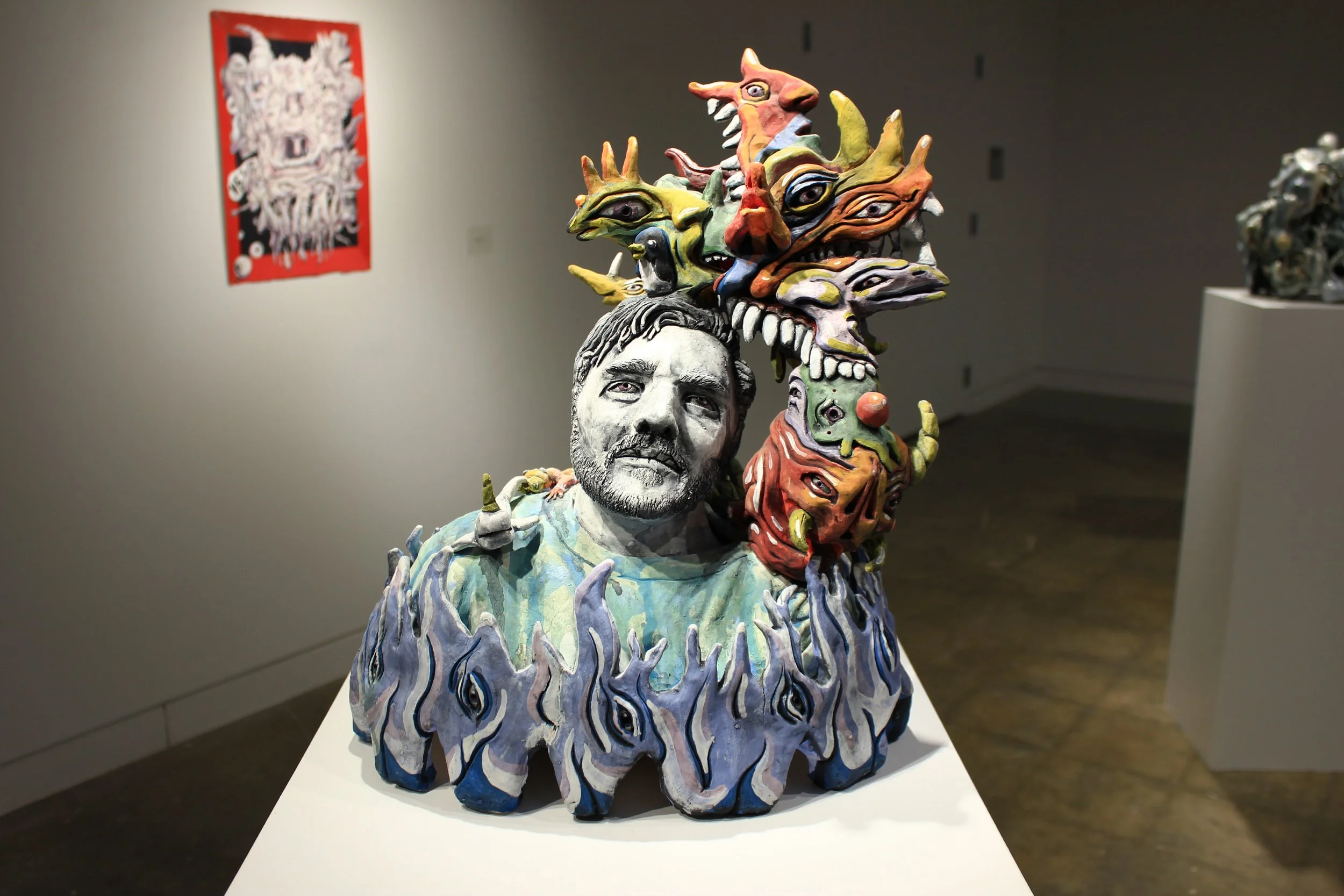 Self Portrait In Clay, Ceramic Sculpture, 18" X 14" X 8", 2021