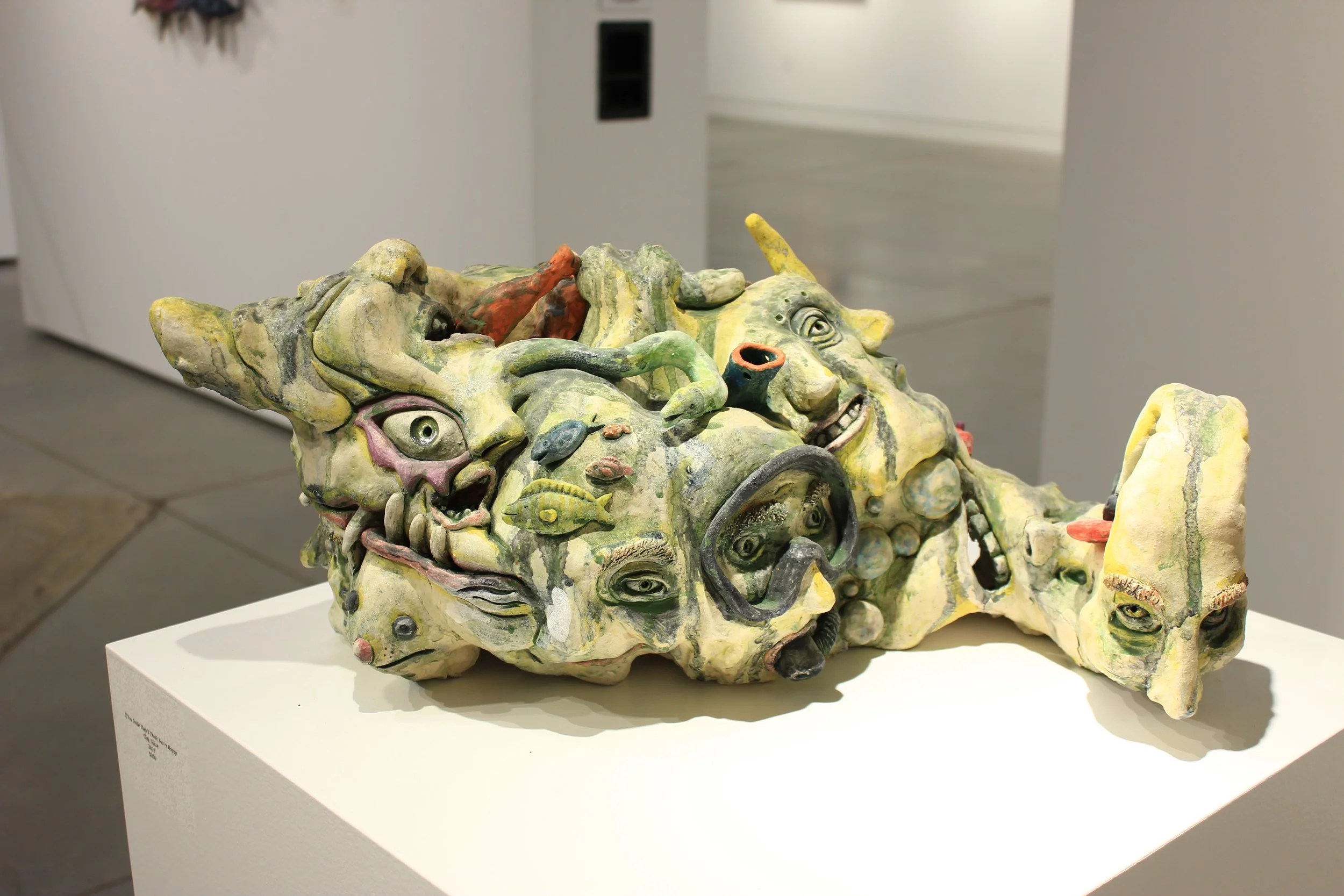 If You Smile They'll Think You're Happy, Ceramic Sculpture, 10" X 26" X  12", 2020