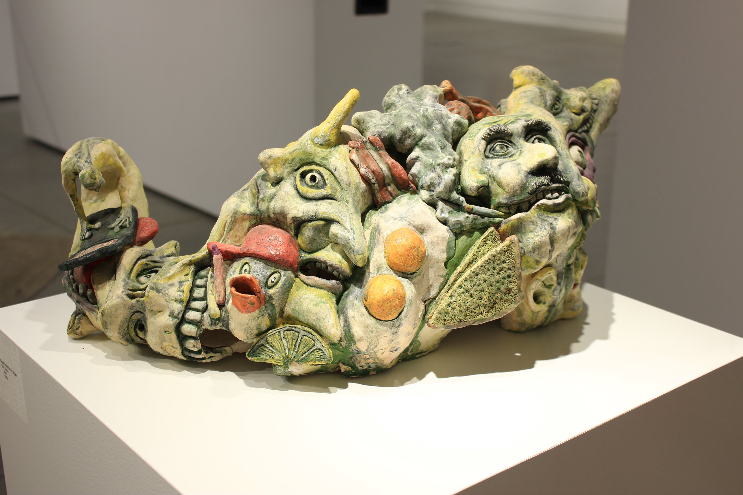 If You Smile They'll Think You're Happy, Ceramic Sculpture, 10" X 26" X  12", 2020