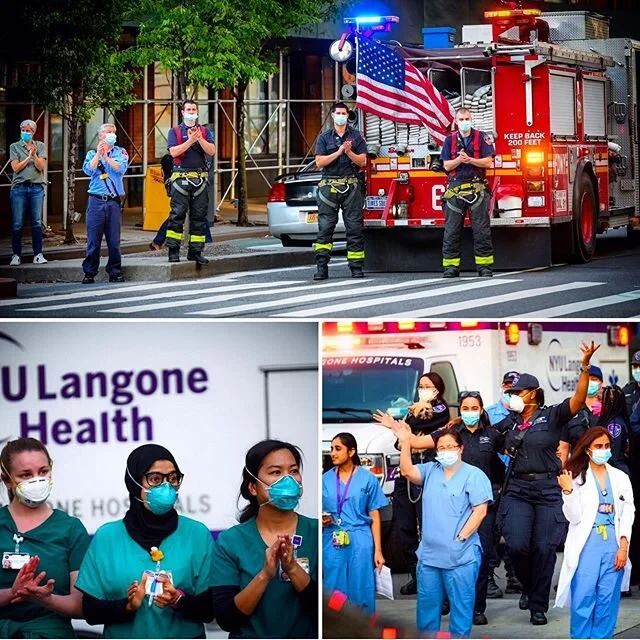 Heroes thank Heroes
.
.
Firefighters applaud medical staff, nurses applaud firefighters and paramedics dance to Frank Sinatra’s “New York, New York” outside NYU Langone Hospital’s emergency room during the nightly salute to heroes at 7 PM. #nurse #do