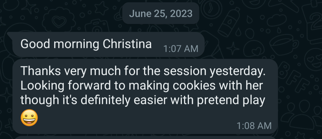 Screenshot of parent feedback expressing positive experience with CloudSpeech online speech therapy.