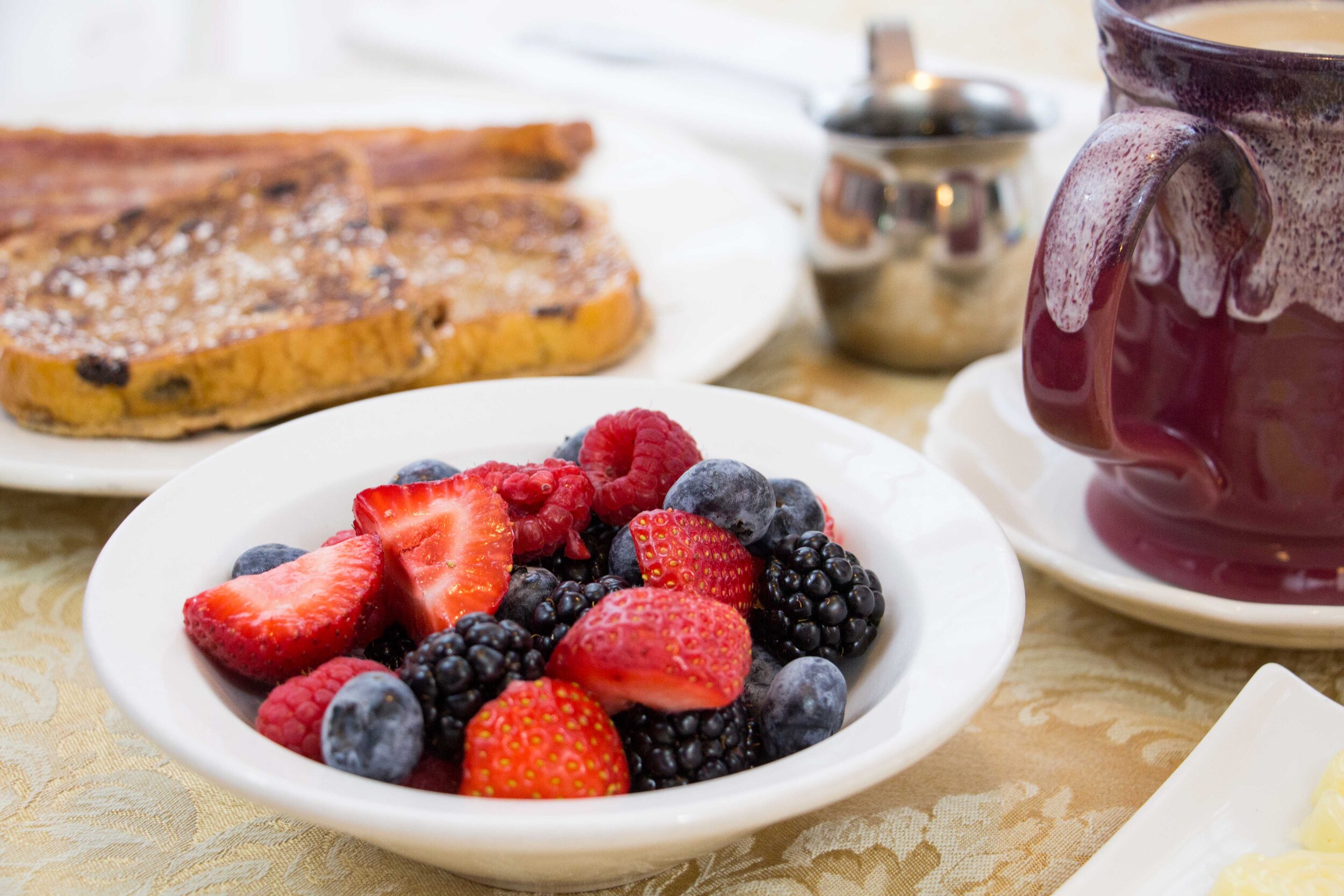 Breakfast of berries and french toast