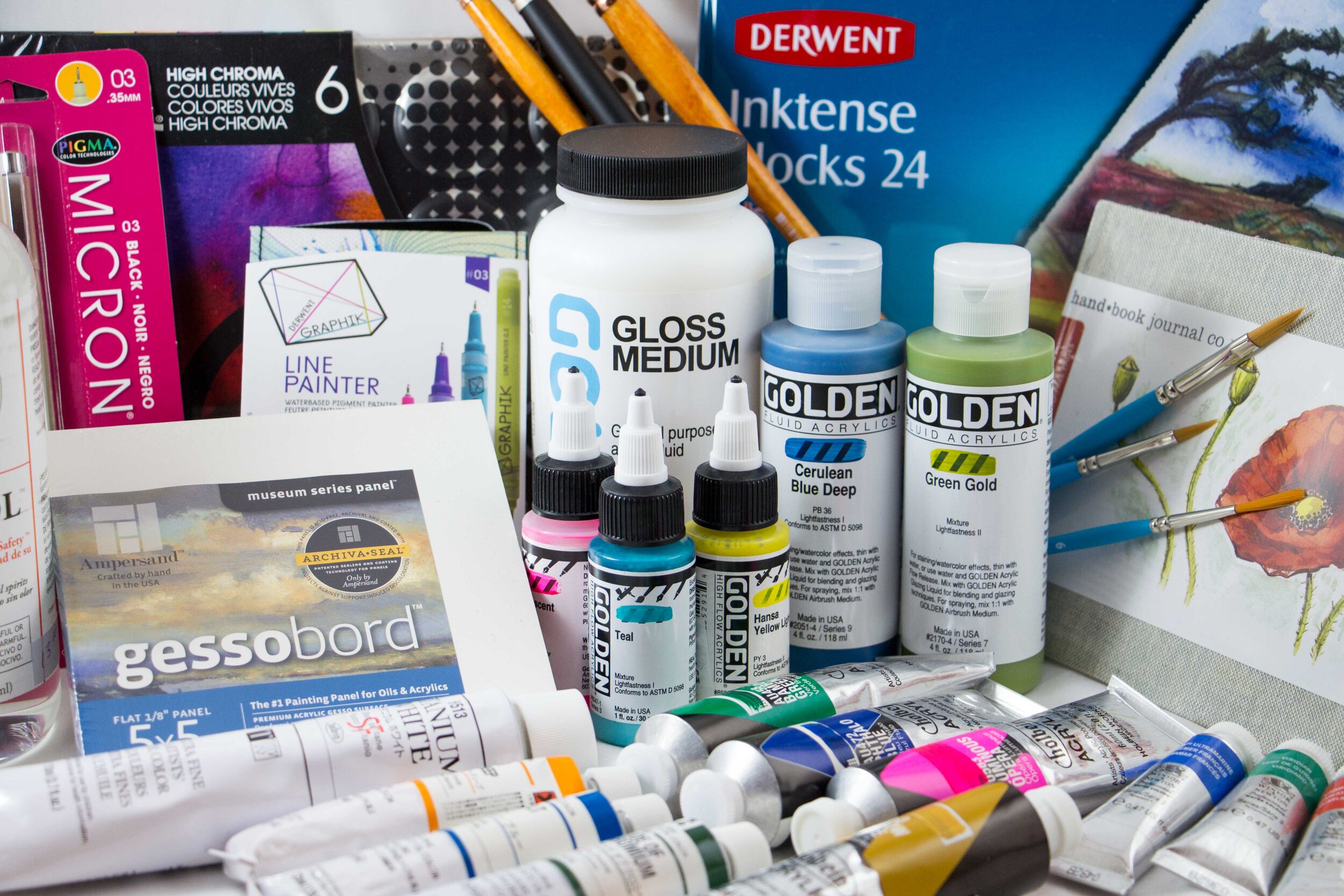 Example selection of art supplies available at the inn shop
