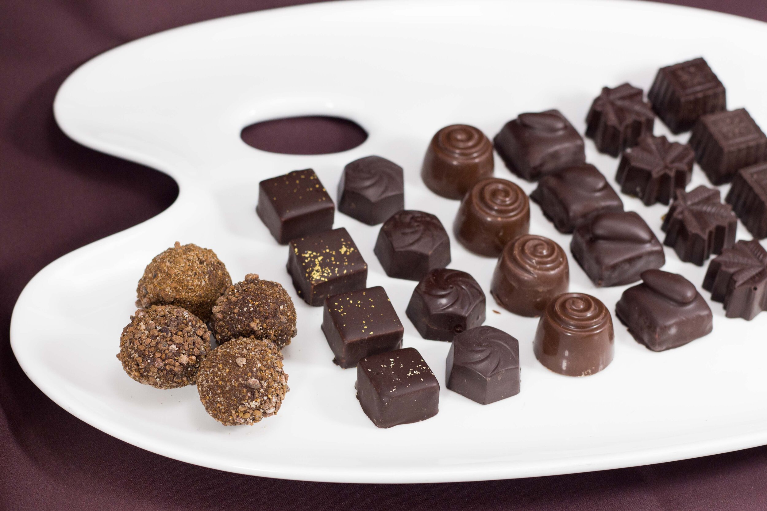 Plate of an assortment of chocolates