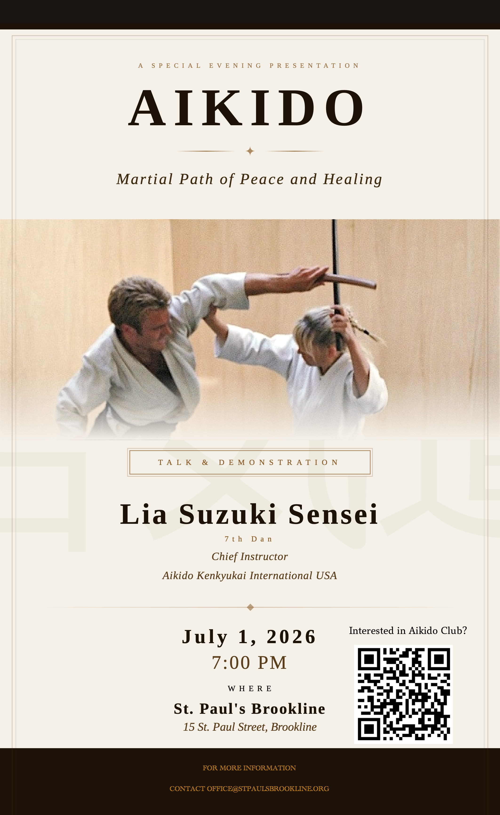 Aikido Demonstration and Conversation: a Martial Path of Peace and Healing