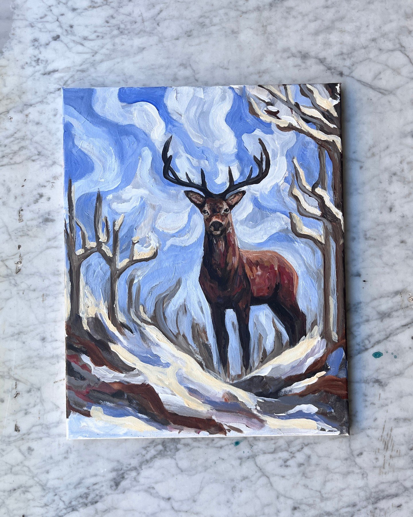 Oh, deer, we are actually still enjoying the winter landscape Malm&ouml; has to offer! ❄️ Paint this dreamy artwork Saturday 18.30! ⁠
⁠
⁠
#sipandcreatemalmo #paintingevent #artnight #sipandcreate #painting #sipandpaint #malmoart #artinmalmo #kickoff 