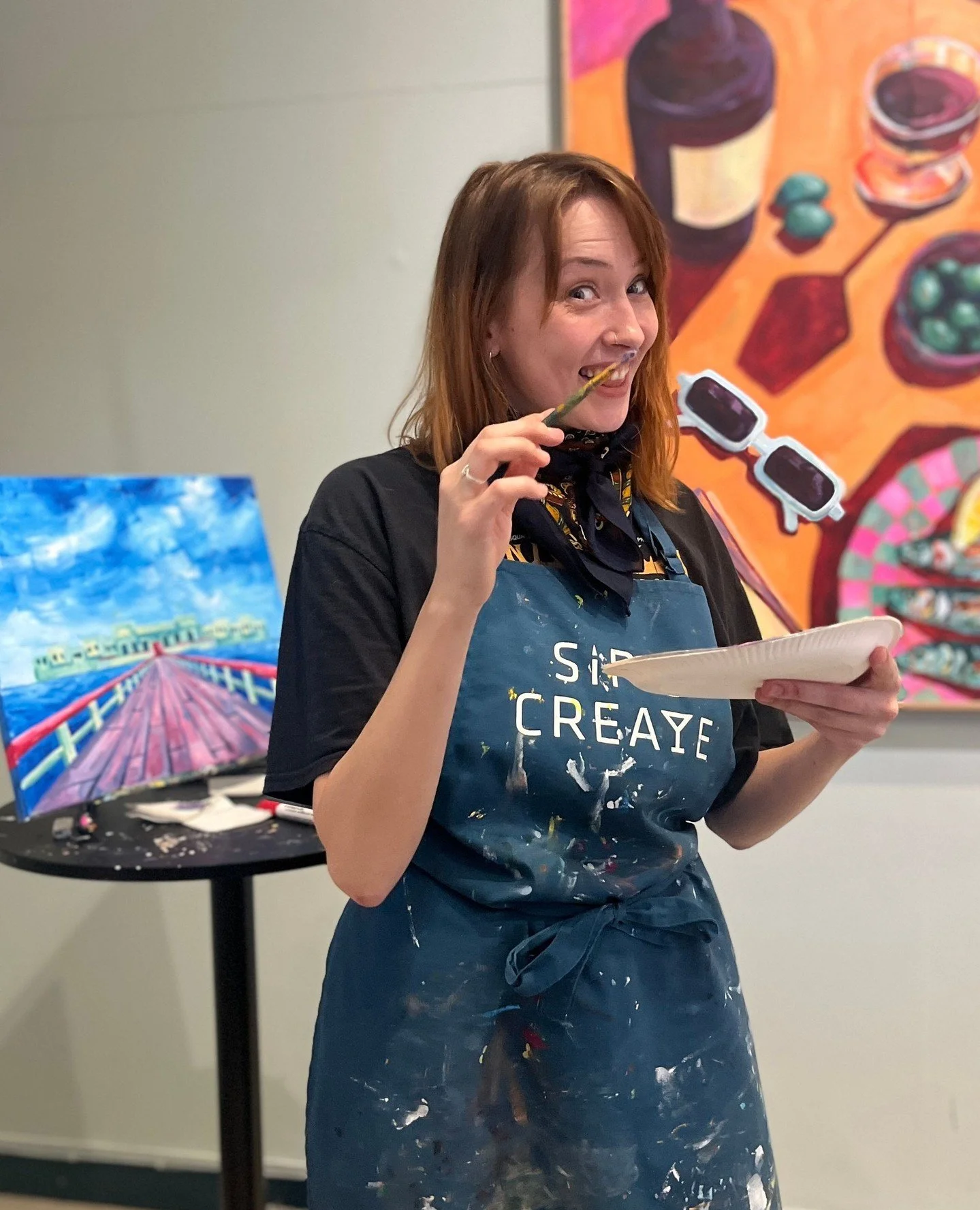 Our artist Nella spreading good vibes! 🤩⁠
⁠
#sipandcreatemalmo #paintingevent #artnight #sipandcreate #painting #sipandpaint #malmoart #artinmalmo #kickoff #teambuilding #paintparty #paintingparty #artlab #artlab19