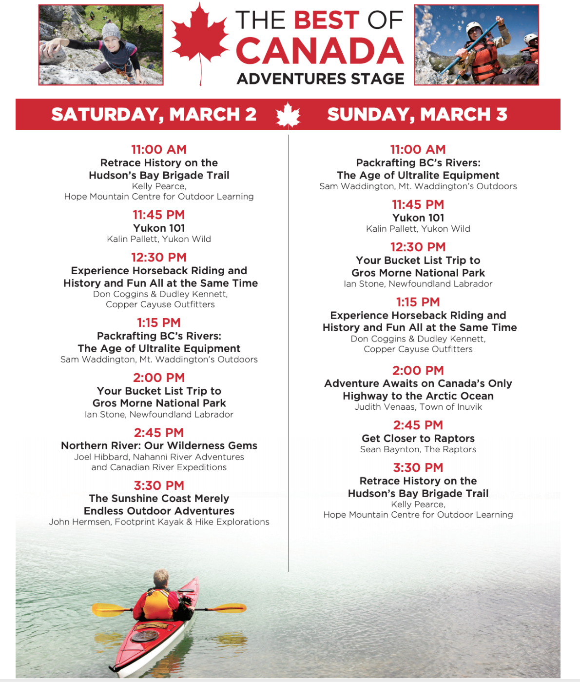 Outdoor Adventure and Travel Show Schedule