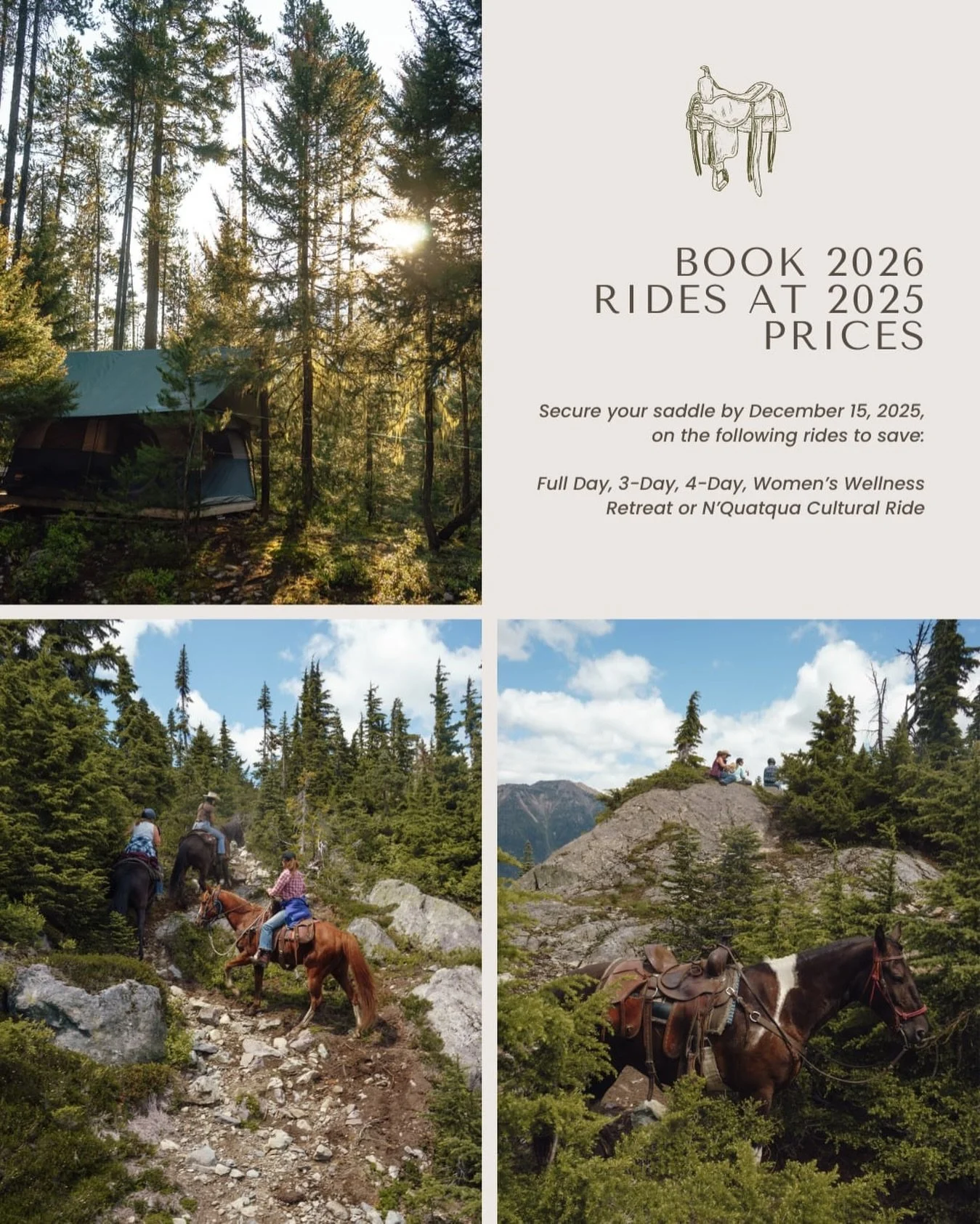 Our 2026 Rides at 2025 Prices sale ends in just two weeks! This is your chance to save up to $200 per person on the following rides:

&bull; Full Day Rides
&bull; 3-Day Expeditions
&bull; 4-Day Expeditions
&bull; N&rsquo;Quatqua Cultural Ride
&bull; 