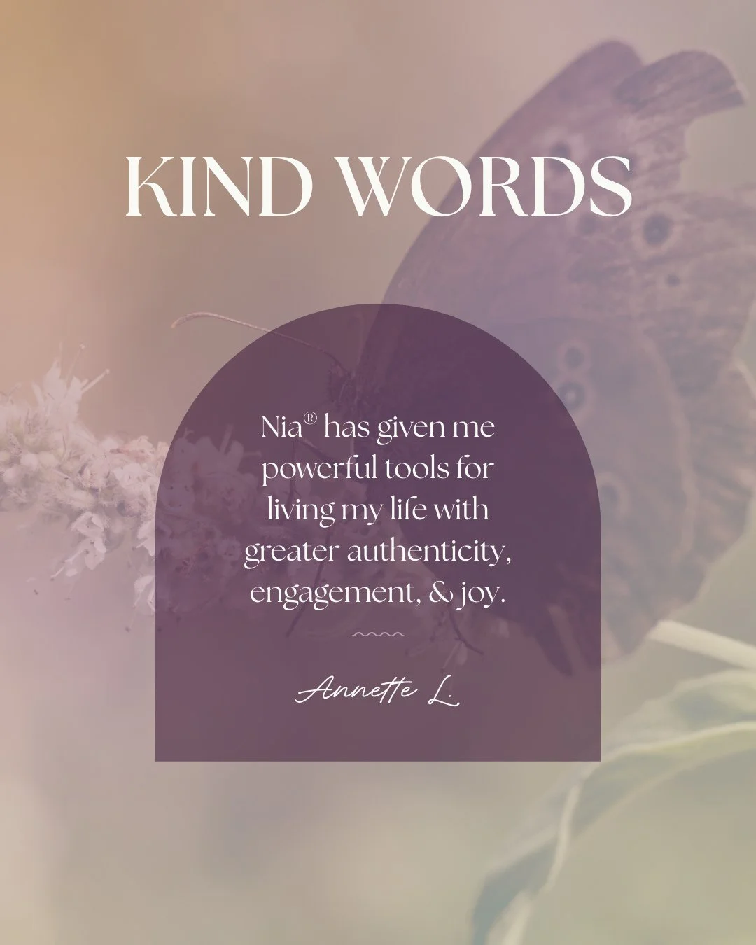 &quot;Nia&reg; has given me powerful tools for living my life with greater authenticity, engagement, and joy.&quot; ⁠
⁠
Thank you so much for the kind words, Annette. 💜⁠
⁠
This is why I teach. Not for the perfect form&hellip;⁠
But for the freedom it
