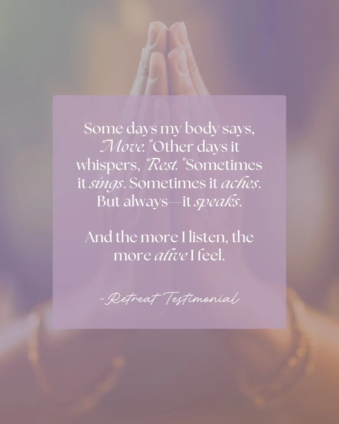 Transformation doesn&rsquo;t look like what you think.⁠
⁠
It looks like tears. Truth. Tingles. Laughter.⁠
And movement&mdash;always movement.⁠
This is what we hold in retreat.⁠
⁠
💌 If you&rsquo;re longing for this kind of release and reconnection, e