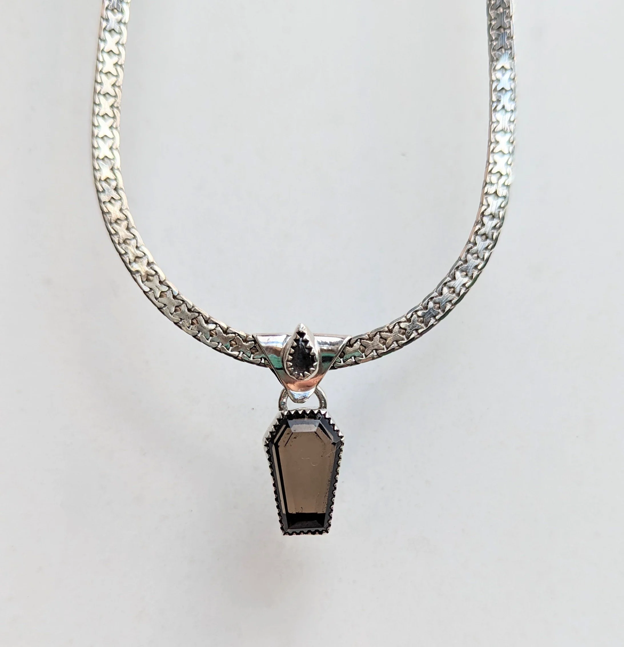 Reversable Smoky Quartz Coffin Necklace