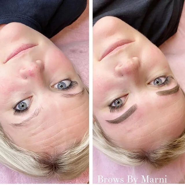 Brow game strong! Sammy has a good even distribution of hair on her brow, but the combination brow we have given her has given symmetry and strength, to compliment those gorgeous baby blues. Cannot wait to see the healed result as this colour is goin