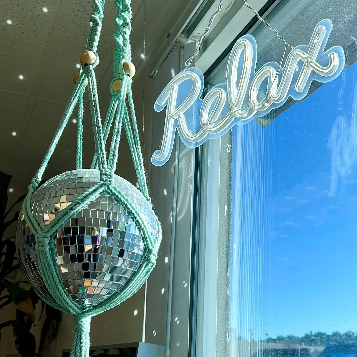 Step into your moment of ✨relaxation✨! 
Between the cozy vibes, the glow of our disco ball, and all the pampering you deserve, Habitat Beauty Co. is your oasis 🌿✨ 
Whether you're here for a cut, color, or just some chill time, let us take care of yo