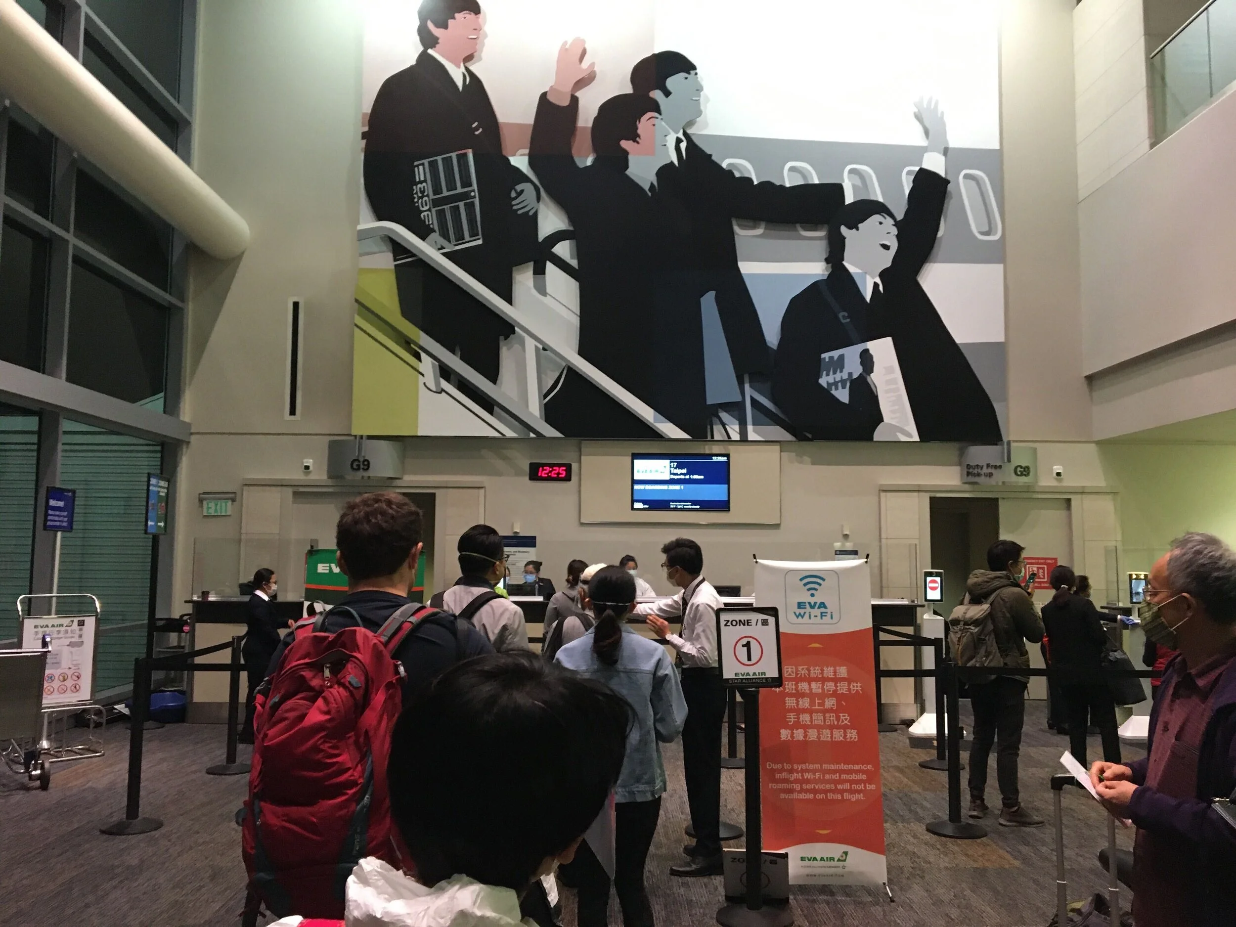 Line up before boarding