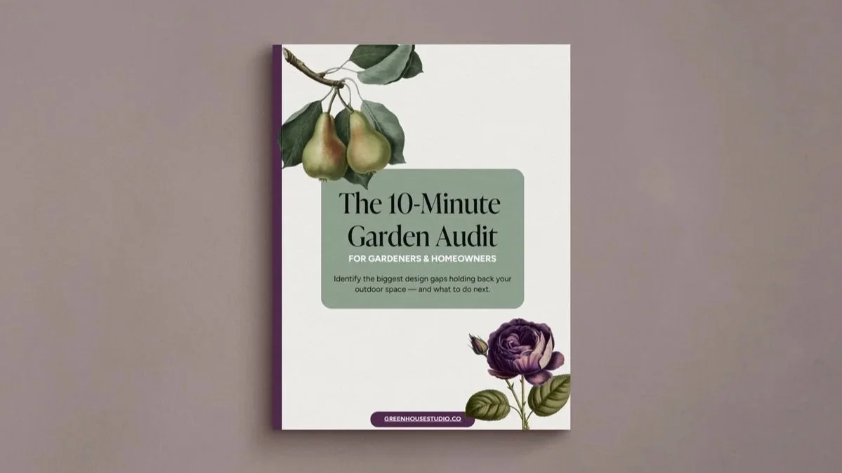 Cover of a garden audit workbook used to evaluate garden layout, structure, and design issues