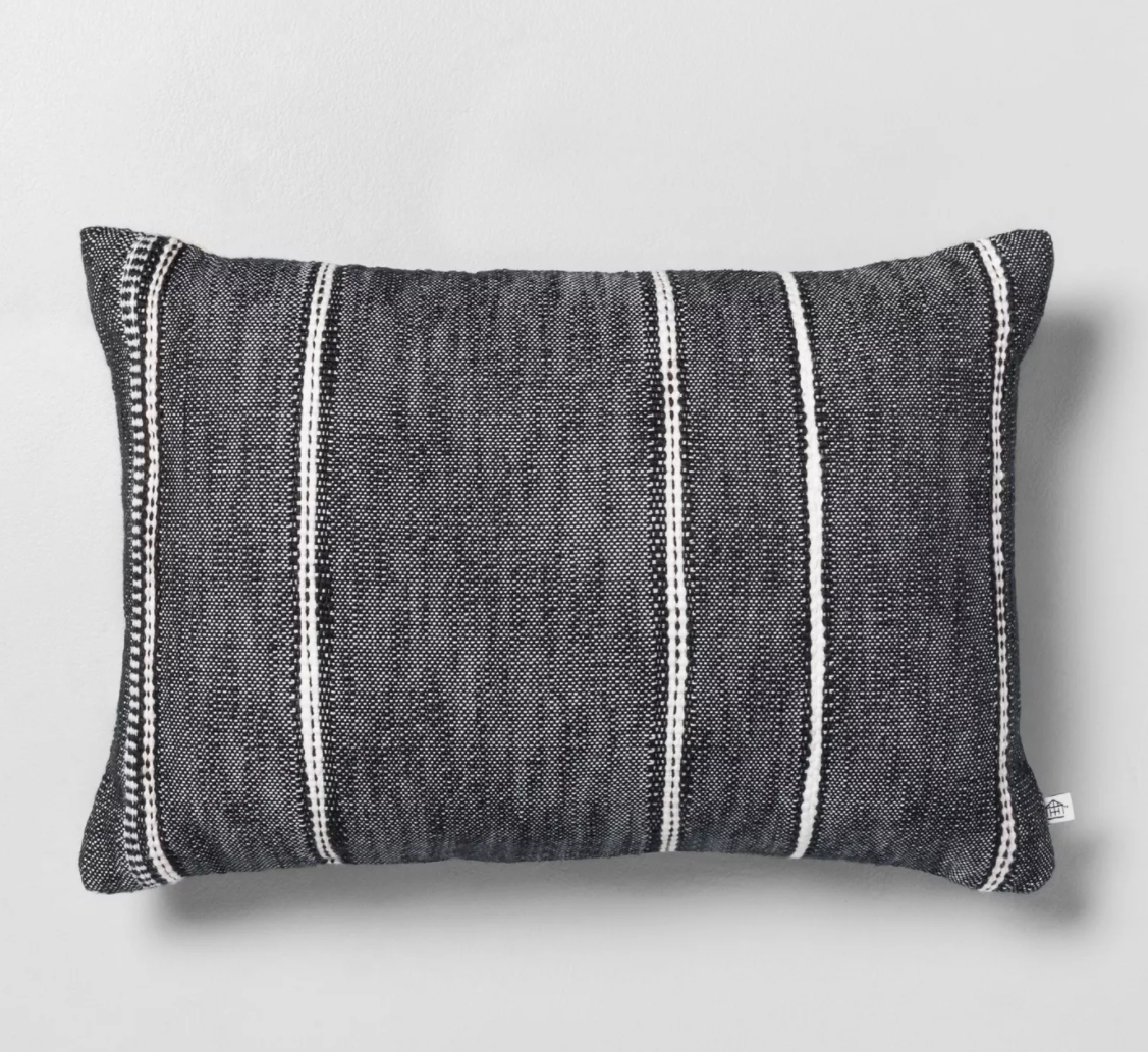 14" x 20" Stripe Pattern Throw Pillow Railroad Gray - Hearth &amp; Hand™ with Magnolia Shop all Hearth &amp; Hand with Magnolia