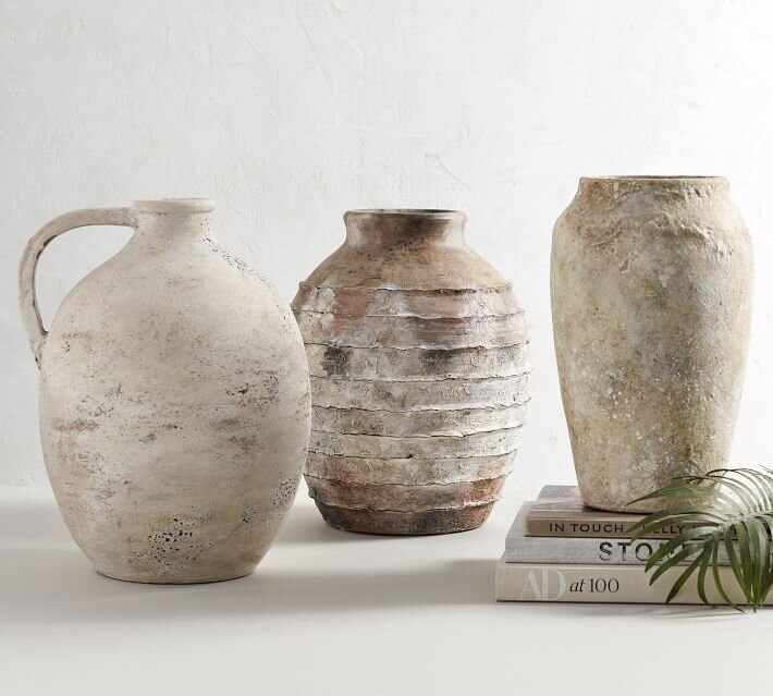 Pottery Barn Artisan Hand Painted Earthenware Vases - neutral and natural fall seasonal decor (Copy)