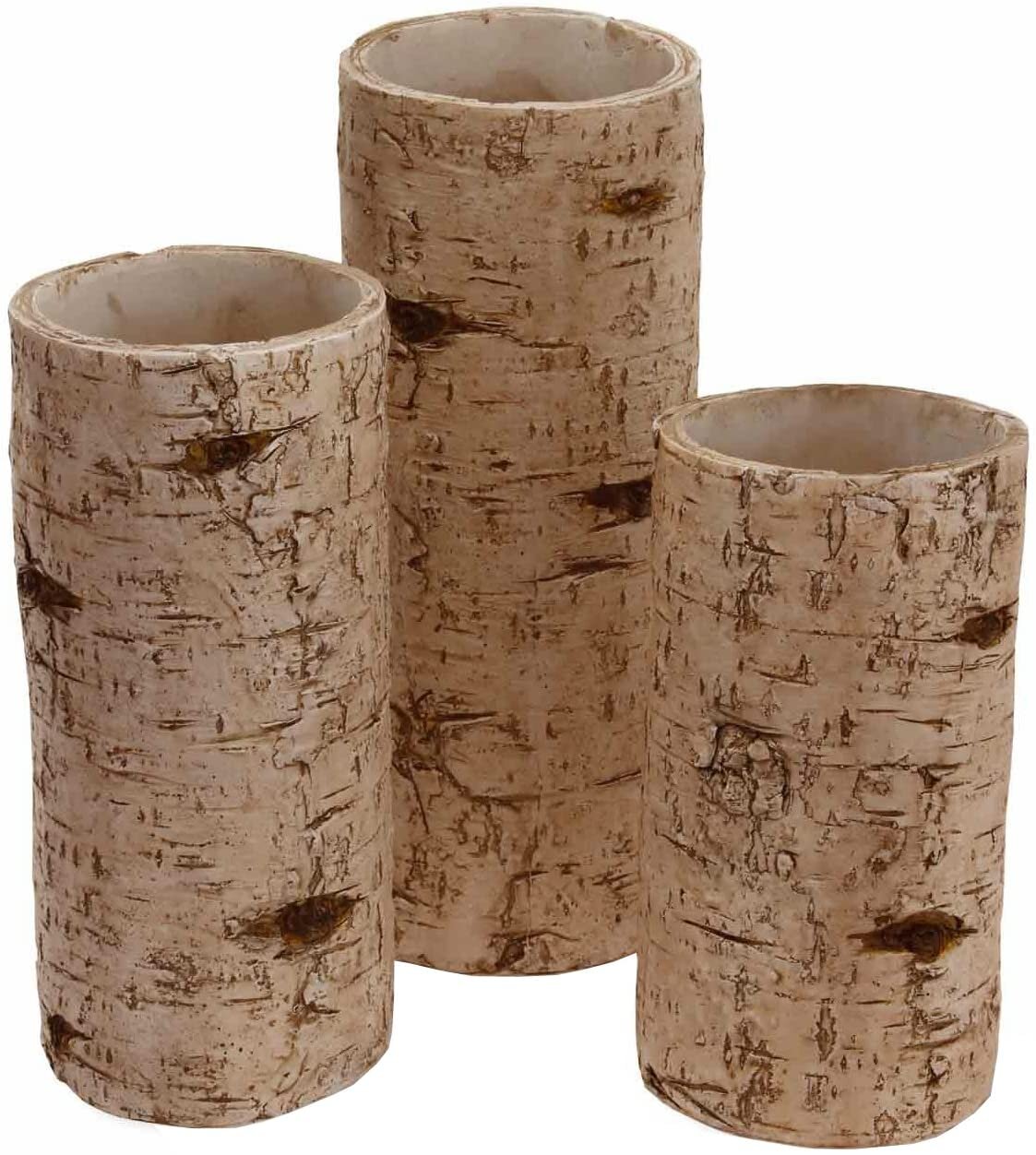 birch bark pillar candle holders natural decor