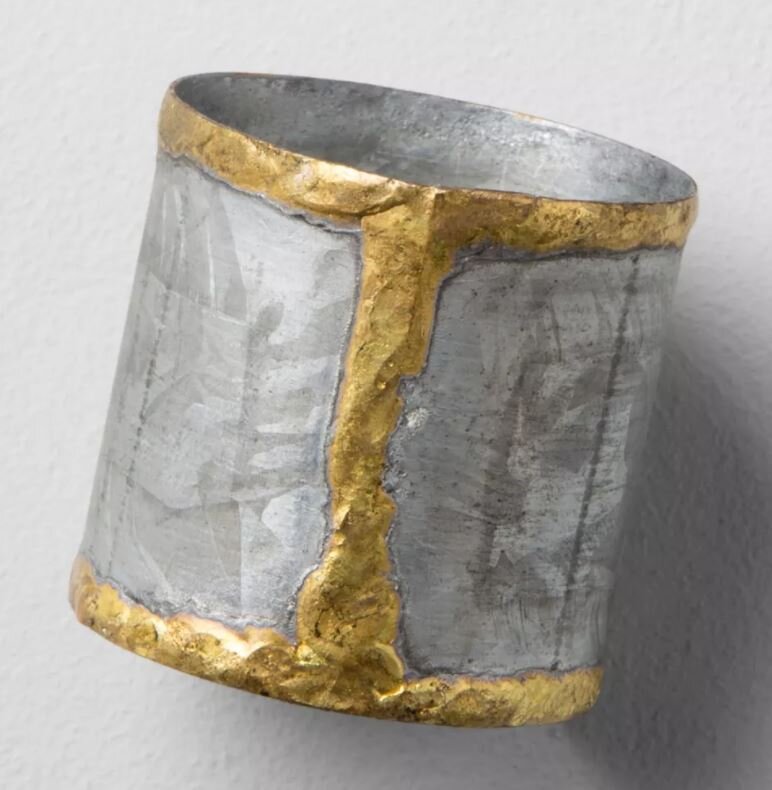 galvanized and gold mixed metal napkin ring by Magnolia Hearth &amp; Hand