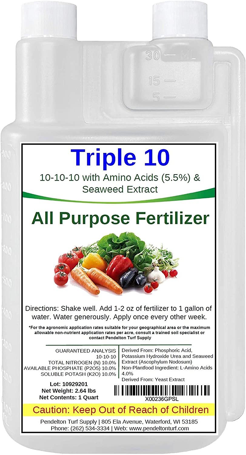 Amazon Triple 10 All Purpose Liquid Fertilizer  10-10-10 with Amino Acids (5.5%) &amp; Seaweed Extract 